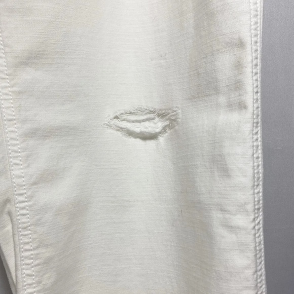 RAG & BONE White Cotton Straight Wide Leg Crop Pants Raw Hem Distressed Pants - Picture 3 of 14